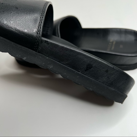 BUSCEMI Black Leather Slides Sandals Womens Size 37 EU 7 US - Picture 9 of 13